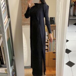 Issey Miyake Pleats Please Maxi Open Cardigan black blue